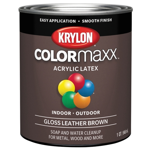 COLORmaxx Interior/Exterior Paint, Gloss, Leather Brown, 32 oz