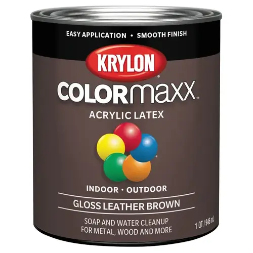 COLORmaxx Interior/Exterior Paint, Gloss, Leather Brown, 32 oz