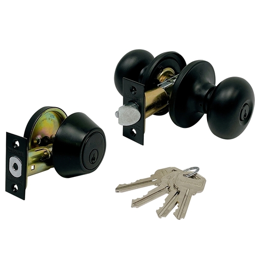 Combo Knob Lockset, Pack, Matte Black - pack of 2