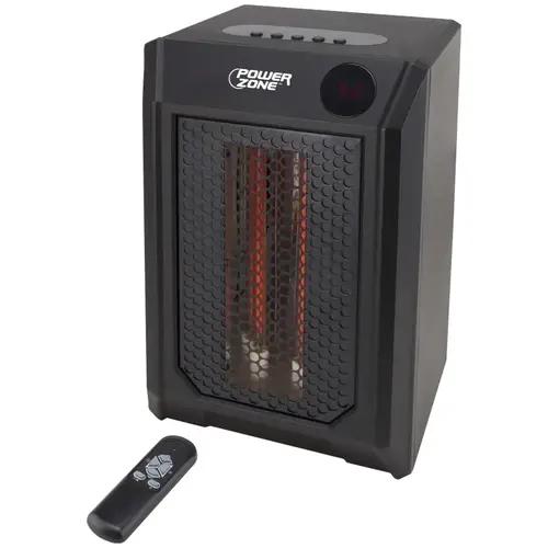 PowerZone HT1195 Infrared Quartz Heater with Remote Control, 750/1500 W plus fan only Black