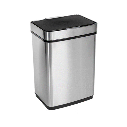 Trash Can 13.2 gal Silver Stainless Steel Touchless Sensor Automatic Touchless Silver