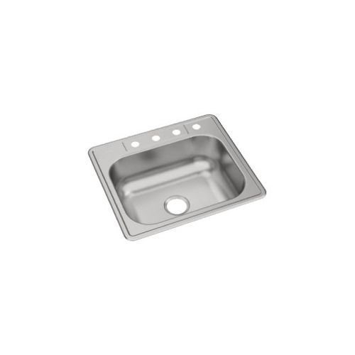 Elkay DSE125224 Dayton Drop-In Stainless Steel 25 in. 4-Hole Single Bowl Kitchen Sink with 8 in. Bowl