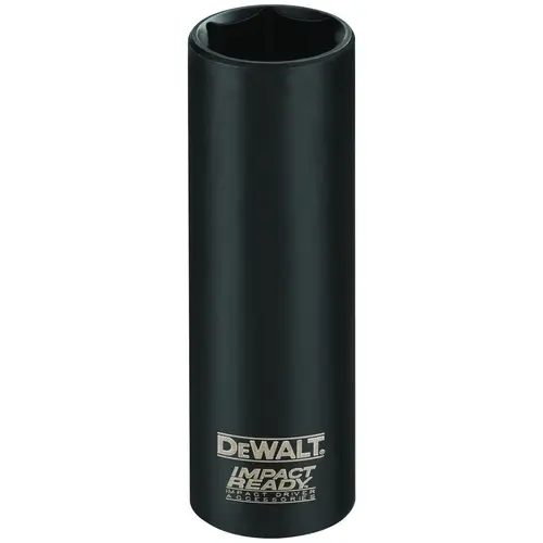 IMPACT READY Impact Socket, 1/2 in Socket, 3/8 in Drive, Square Drive, 6-Point, Steel, Black Oxide