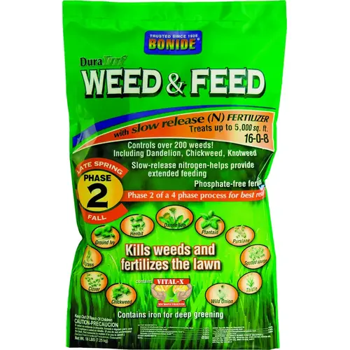 60420 Weed and Feed Lawn Fertilizer, 16 lb, Solid, 16-0-8 N-P-K Ratio