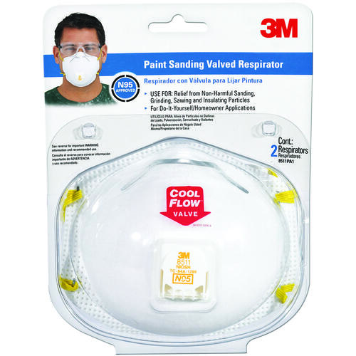 3M 8511PA12A N95 Paint Sanding Valved Respirators Masks Pair