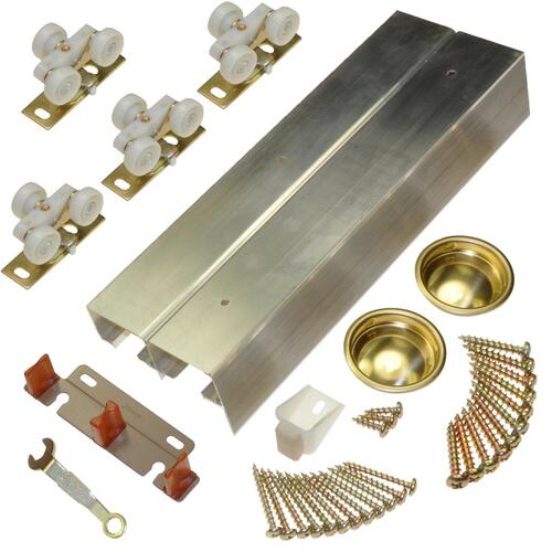 Johnson Hardware 134F722D By-Pass Door Hardware Set, 72 in L Track, Top Mounting