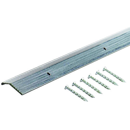 Carpet Trim, 72 in L, 7/8 in W, Fluted Surface, Aluminum, Silver