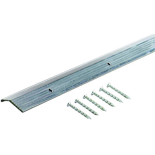 Carpet Trim, 36 in L, 7/8 in W, Fluted Surface, Aluminum, Silver