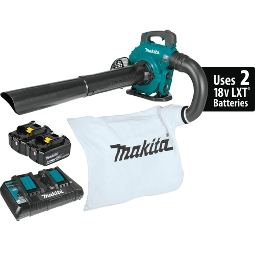 Makita XBU04PTV Brushless Blower Kit with Vacuum Attachment Kit, 5 Ah, 18 V Battery, Lithium-Ion Battery, Teal