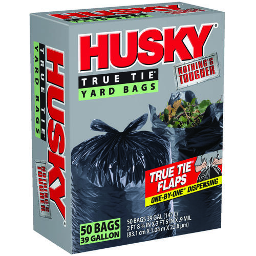 Husky HK39WC050B Trash Bag, 39 gal Capacity, Polyethylene, Black - pack of 50