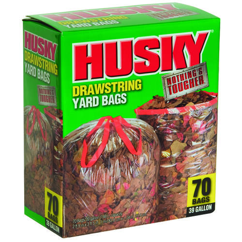 Husky HK39DS070C -M Yard Bag, 39 gal Capacity, Clear - pack of 70