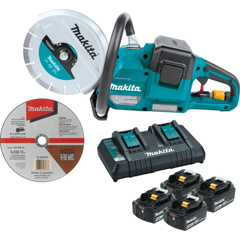 Makita XEC01PT1 Brushless Power Cutter Kit, Battery Included, 18 V, 5 Ah, 9 in Dia Blade, 6600 rpm Speed