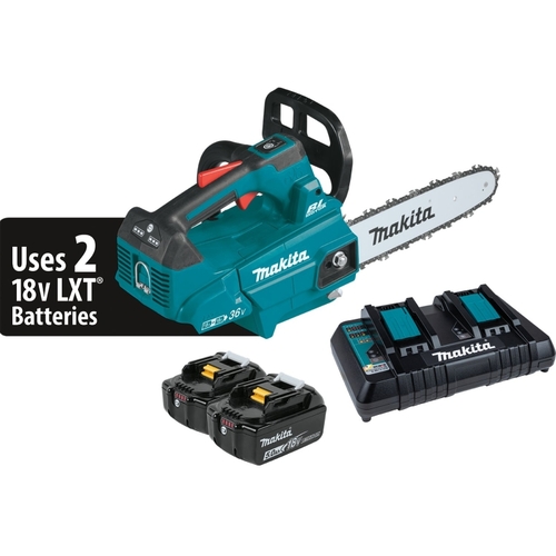 Makita XCU08PT Chainsaw Kit, 5 Ah, 18 V Battery, Lithium-Ion Battery, 14 in L Bar/Chain, 3/8 in Bar/Chain Pitch