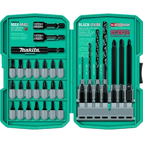 Makita T-01373 Drill/Drive Set, 38-Piece, Steel, Black Oxide