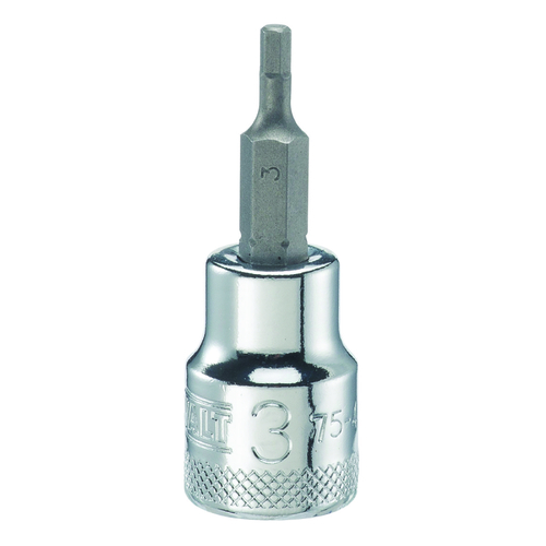 Fractional Hex Bit Socket, 3 mm Tip, 3/8 in Drive, Polished Chrome Vanadium, 1-31/32 in OAL