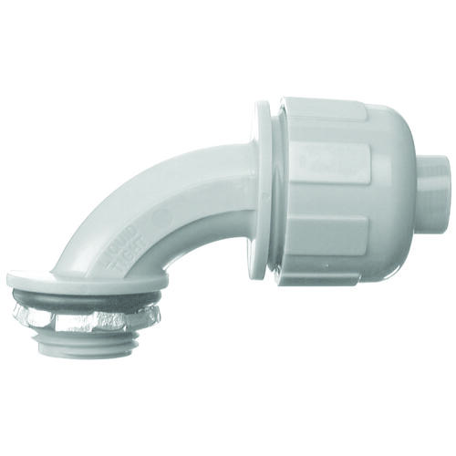 Quick-Set Liquidtight Connector, 90 deg Angle, PVC/Zinc