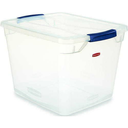 Rubbermaid RMCC300014 Clever Store Storage Container, Plastic, Clear Blue, 16.7 in L, 13.3 in W, 11.3 in H