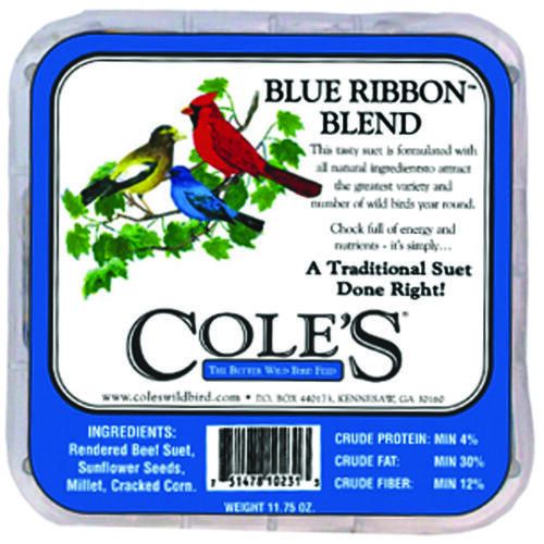 Cole's BRSU Blue Ribbon Blend Suet Cake, 11.75 oz