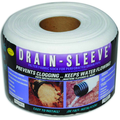 Filter Fabric Sock Drain Sleeve 4" D X 100 ft. L Polyester Slotted