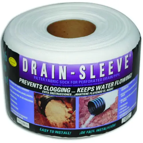 Carriff Corp 04100-10 Filter Fabric Sock Drain Sleeve 4" D X 100 ft. L Polyester Slotted