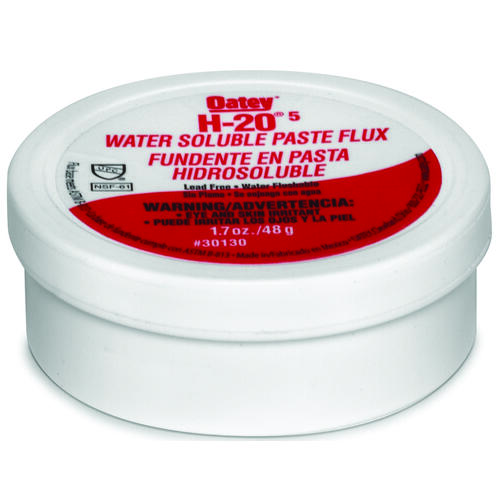 Oatey 301302 H-20 Series Water Soluble Flux, 1.7 oz, Paste, Light Yellow