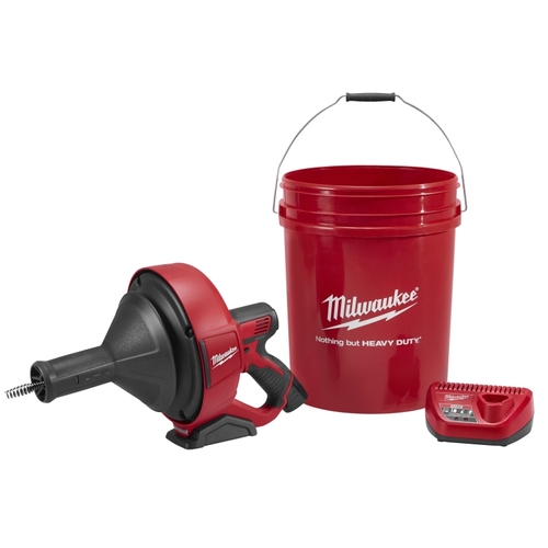 Milwaukee 2571-21 M12 Series Drain Snake Kit, Electric, 5/16 in Dia Cable, 25 ft L Cable Black/Red