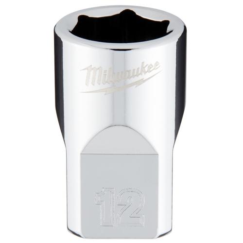 Socket, 12 mm Socket, 3/8 in Drive, 6-Point, Chrome Vanadium Steel, Chrome Silver