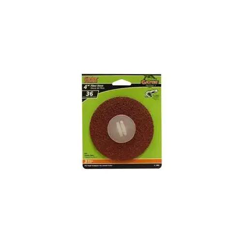 Fiber Disc, 4 in Dia, 36 Grit, Extra Coarse, Aluminum Oxide Abrasive, Fiber Backing Red