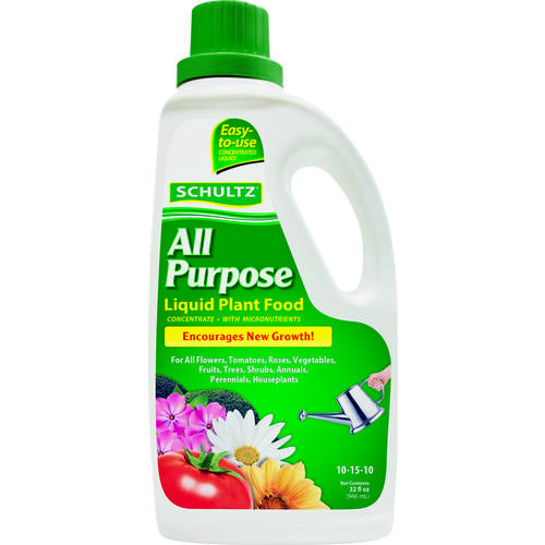 Schultz SPF45180 All-Purpose Plant Food, 32 oz Bottle, Liquid, 10-15-10 N-P-K Ratio
