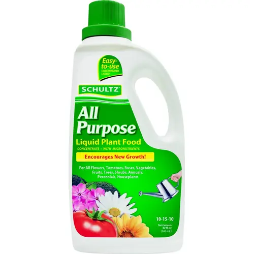 Schultz SPF45180 All-Purpose Plant Food, 32 oz Bottle, Liquid, 10-15-10 N-P-K Ratio Light Blue