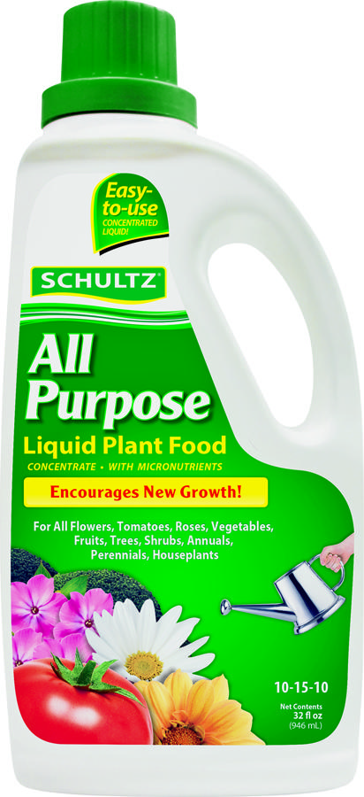 Schultz SPF45180 All-Purpose Plant Food, 32 oz Bottle, Liquid, 10-15-10 N-P-K Ratio Light Blue