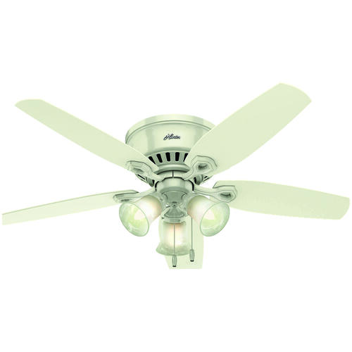 Hunter 53326 Ceiling Fan, 5Blade, Light Oak/Snow White Blade, 52 in