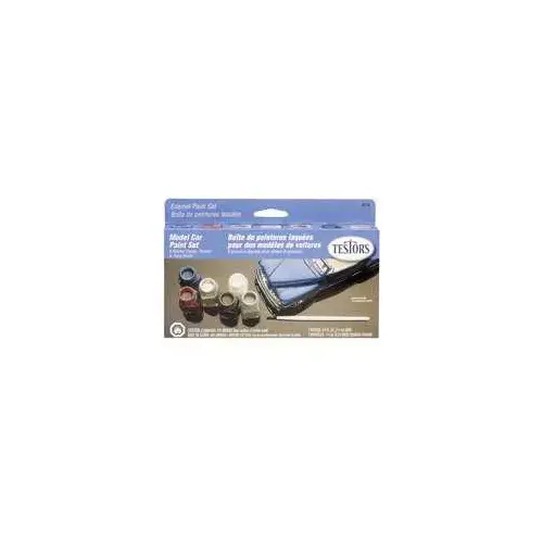 Enamel Paint Set, Metallic, Black/Dark Blue/Red/Silver/ White/Yellow, 0.25 oz, Bottle - pack of 7