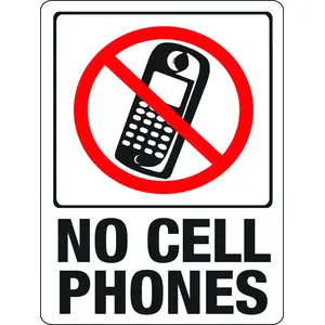 Hy-Ko 20618 Identification Sign, Rectangular, NO CELL PHONES