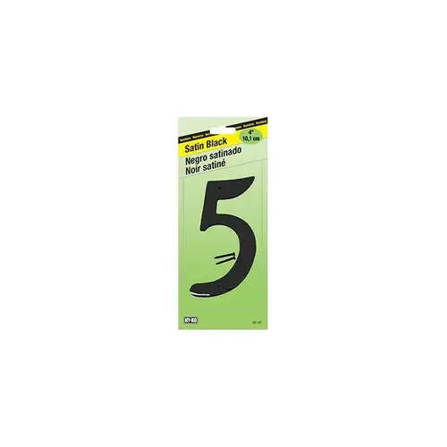 30800 Series Reflective Sign, Character: 5, 6 in H Character, Black/Silver Character, Plastic - pack of 5