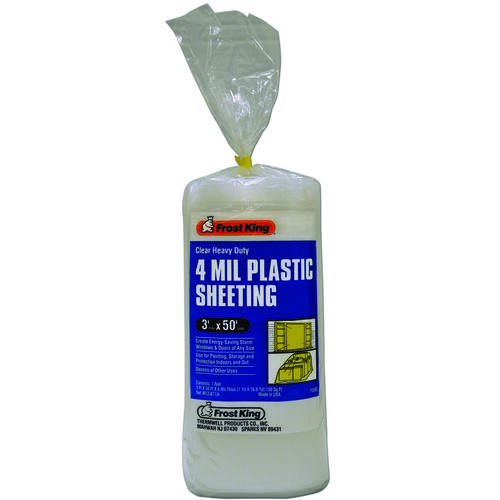 Frost King P350 P350CW Polyethylene Sheeting, 50 ft L, 3 ft W, Clear