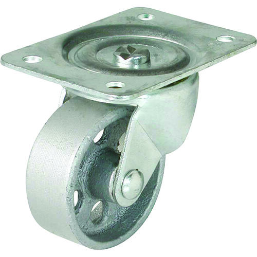 Swivel Caster, 2 in Dia Wheel, 3/4 in W Wheel, Cast Iron Wheel, 125 lb Gray