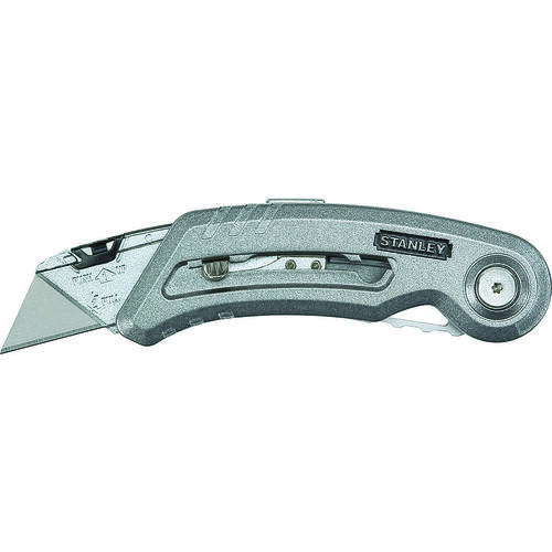 Utility Knife, 2-7/16 in L Blade, 2 in W Blade, Carbon Steel Blade, Ergonomic Handle, Gray Handle