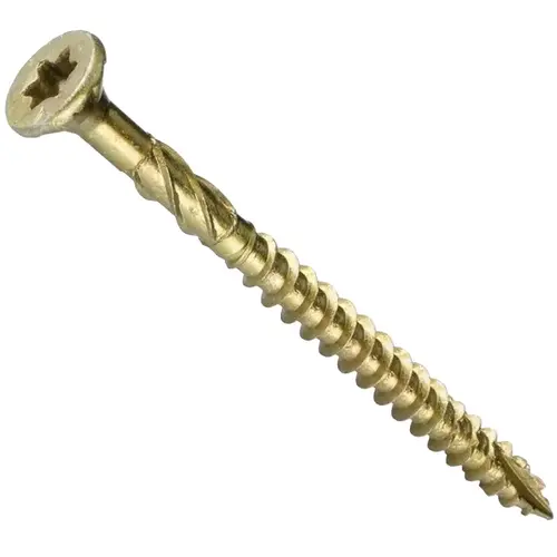 R4 Screw, #10 Thread, 4 in L, W-Cut Thread, Countersunk, Flat Head, Star Drive, Steel, Climatek Yellow - pack of 50