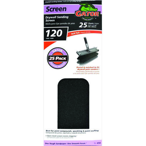 Sanding Screen, 11-1/4 in L, 4-1/4 in W, 120 Grit, Medium, Silicone Carbide Abrasive