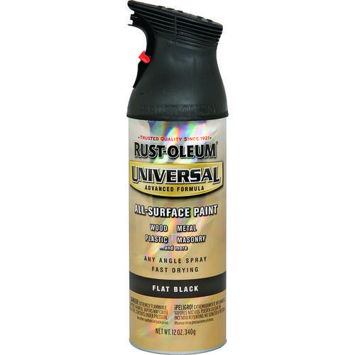 UNIVERSAL Flat Spray Paint, Flat, Black, 12 oz, Aerosol Can