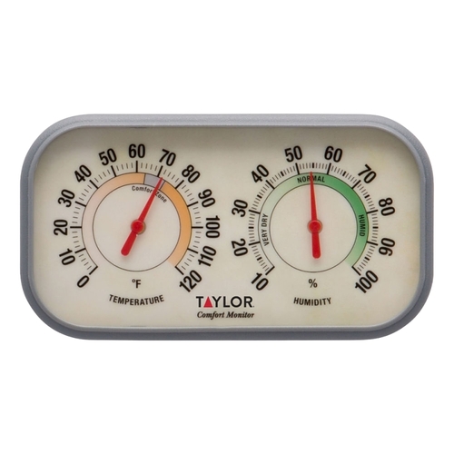 TAYLOR 5506 Monitor Thermometer and Humidity Reader, 0 to 120 deg F, 10 to 100 % Humidity Range