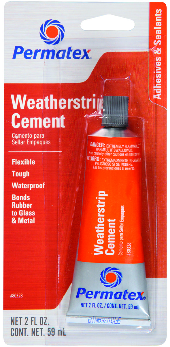 PERMATEX 80328 Weather Strip Cement, Liquid, Solvent, Clear, 2 oz Tube