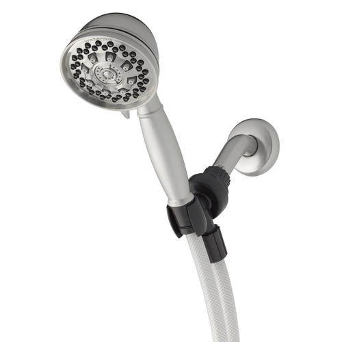 Waterpik XAT-649E Handheld Shower Head, 1.8 gpm, 6-Spray Function, Brushed Nickel, 3-1/2 in Dia