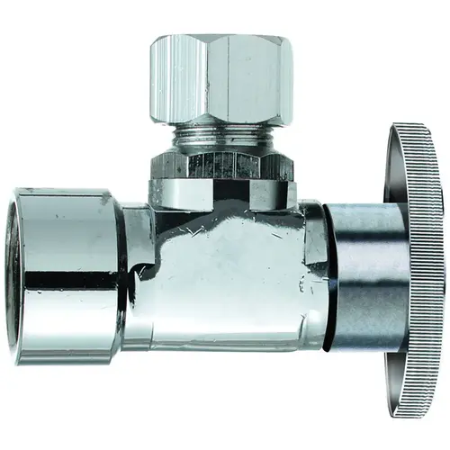 Shut-Off Valve, 1/2 x 3/8 in Connection, FIP x Compression, Brass Body Chrome