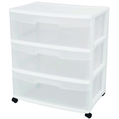 Sterilite 29308001 Drawer Cart, 3Drawer, Plastic, 217/8 in OAW, 151/