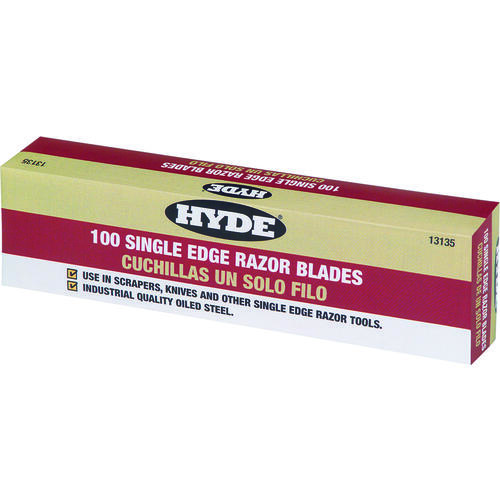 Hyde 13135 Razor Blade, Single-Edge Blade, Steel Blade - pack of 100