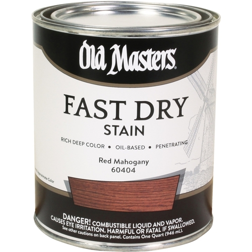 Old Masters 60404 Fast Dry Wood Stain Professional Semi-Transparent Red Mahogany Oil-Based Alkyd 1 qt Red Mahogany
