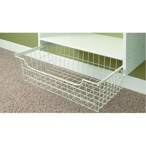 Easy Track 1312 Wire Basket, 14 in OAL, 24 in OAW, Steel, Powder-Coated White