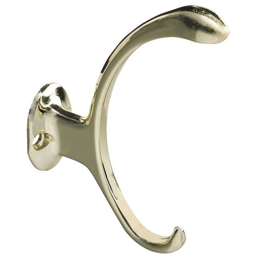 V8008 Garment Hook, 2-Hook, Zinc, Brass